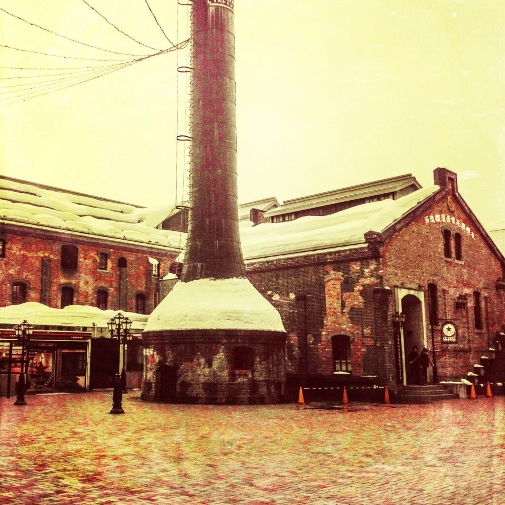 The courtyard at the Sapporo Factory Shops.