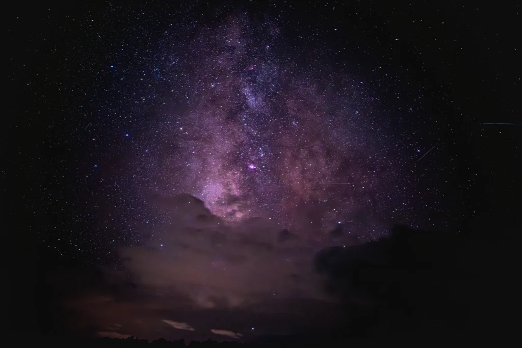 Astrophotography shot of the milky way galaxy with clouds